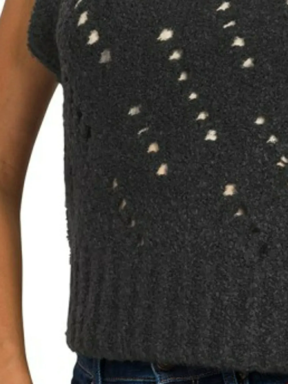 Openwork Textured Wool Sweater Vest, image 3