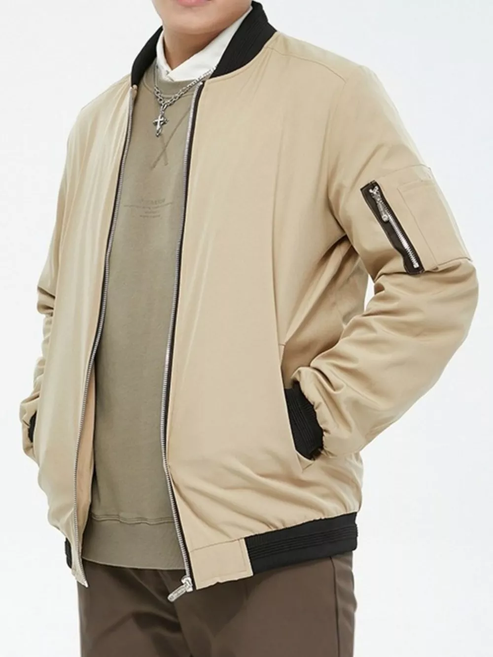 Men's Plus Size Casual Lightweight Bomber Jacket, image 2