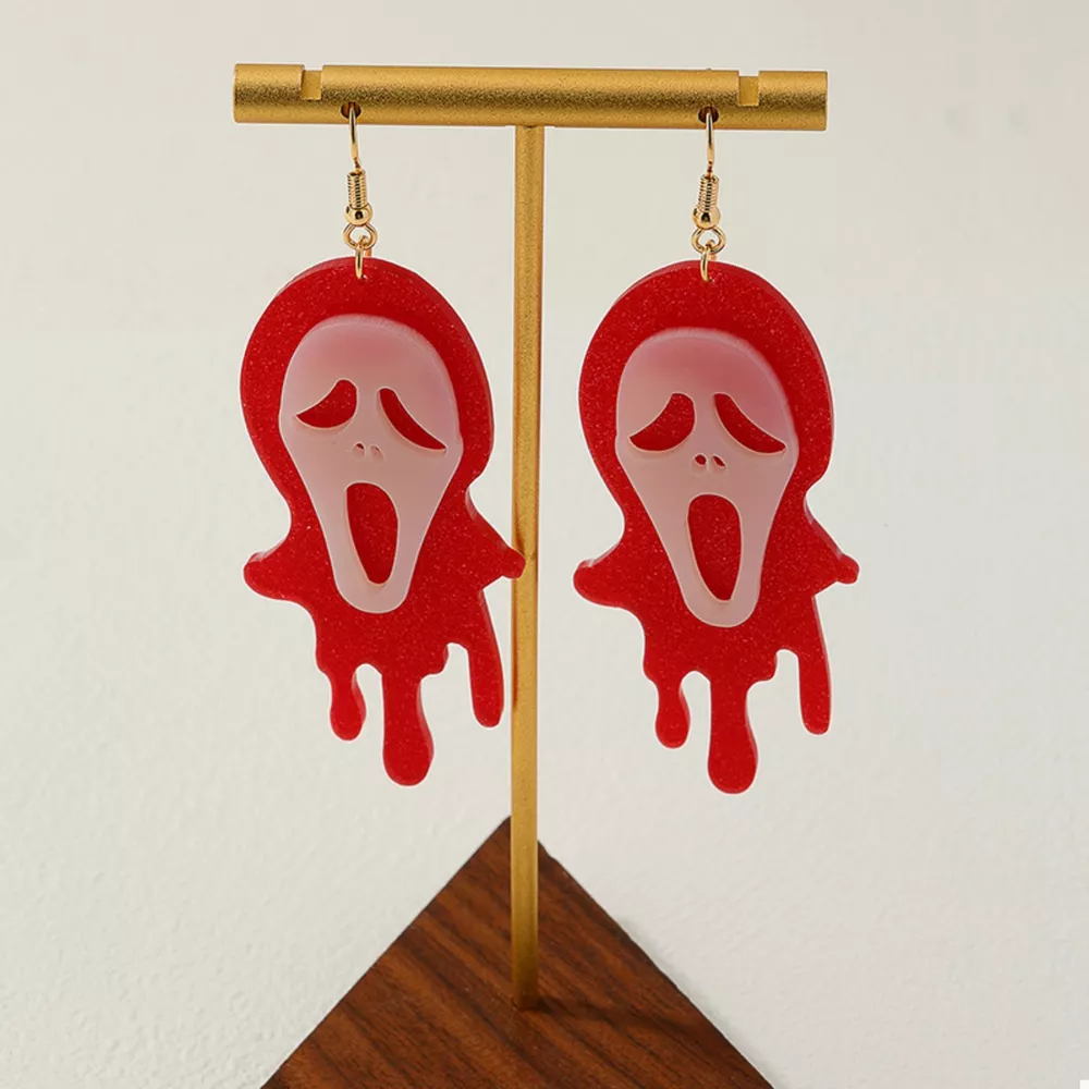 Halloween Ghost Scream Dangle Earrings, image 2