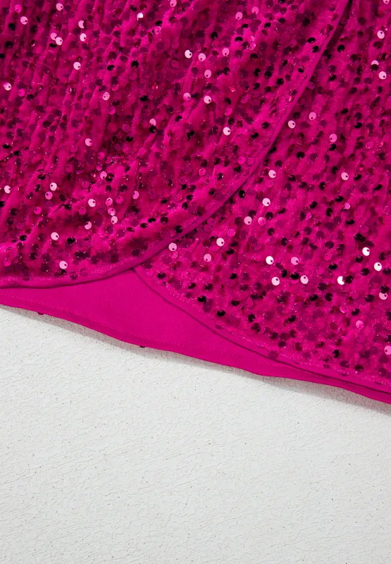 Sequin Surplice Long Sleeve Mini Dress, image 3