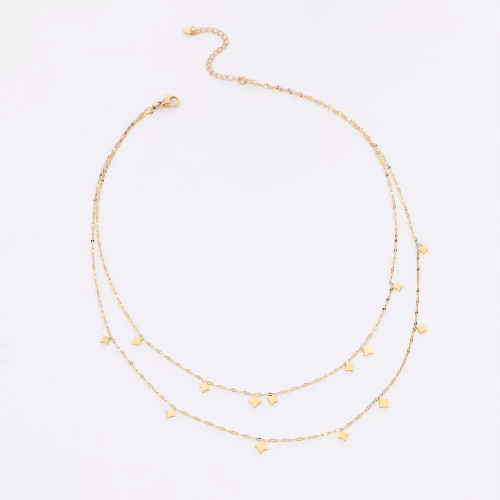 18K Gold-Plated Layered Star Charm Necklace, image 2