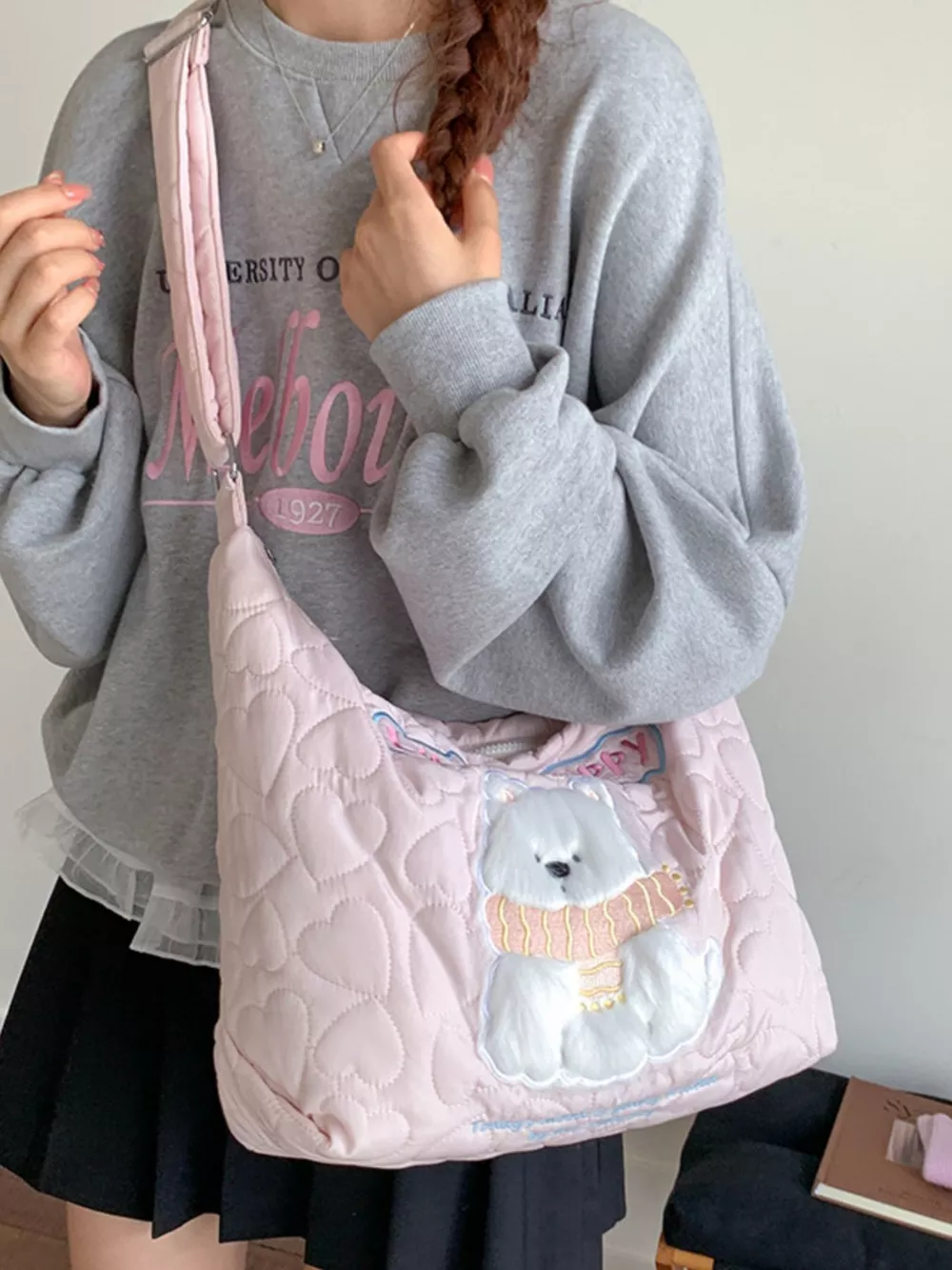 Cute Bear Applique Crossbody Bag, image 5