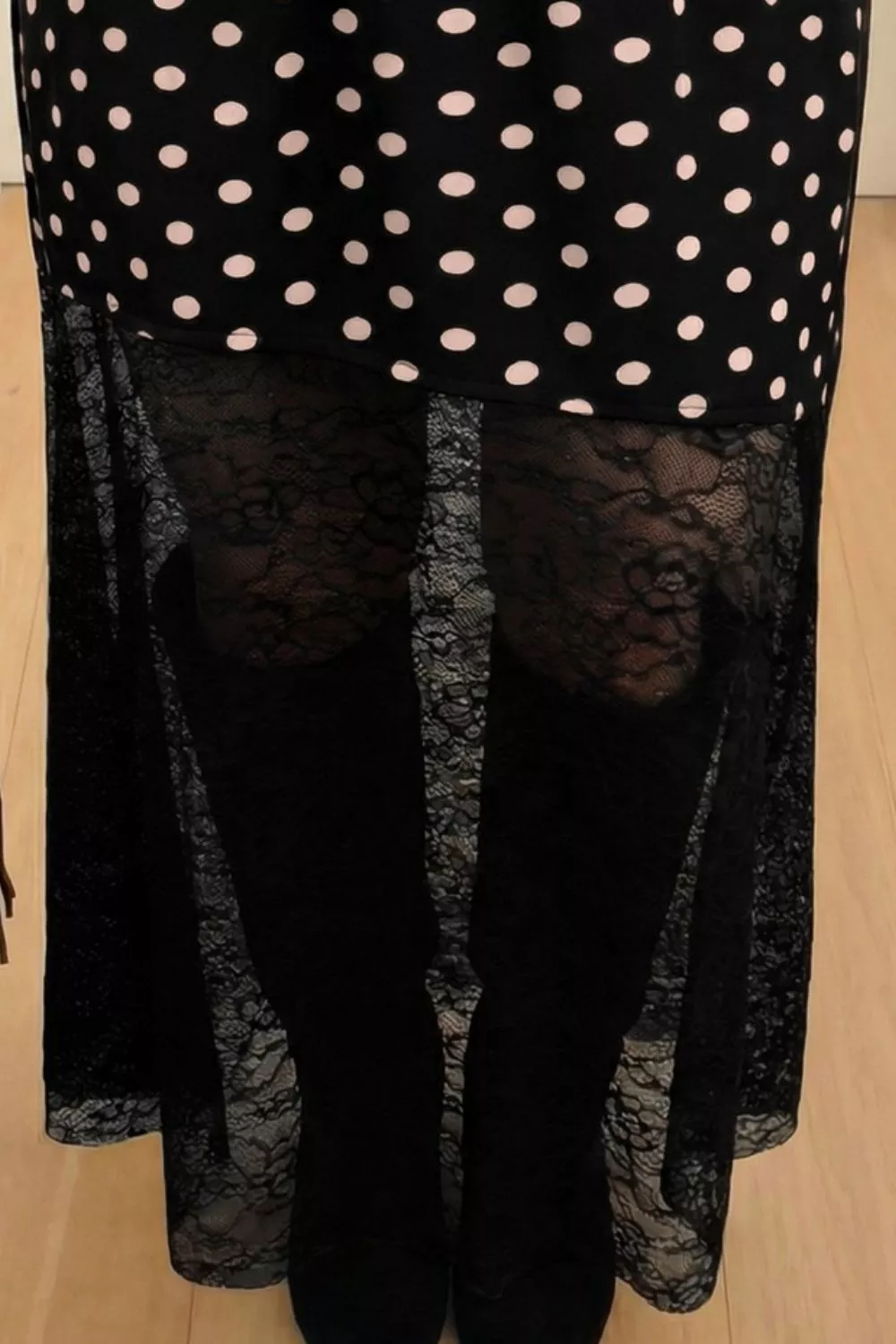 Polka Dot Patchwork Lace Maxi Skirt, image 2
