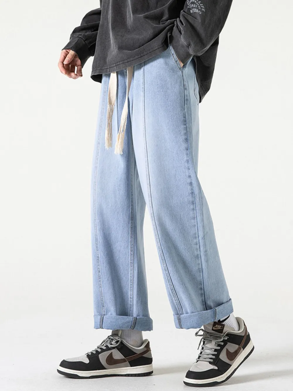 Men's Full Size Drawstring Wide Leg Jeans Plus Size, image 12