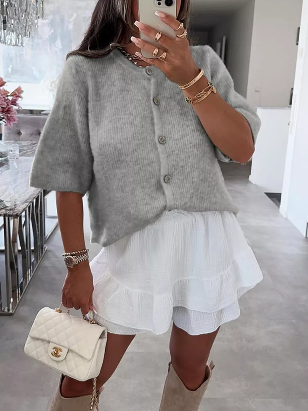 Short Sleeve Button-Down Cardigan, image 7