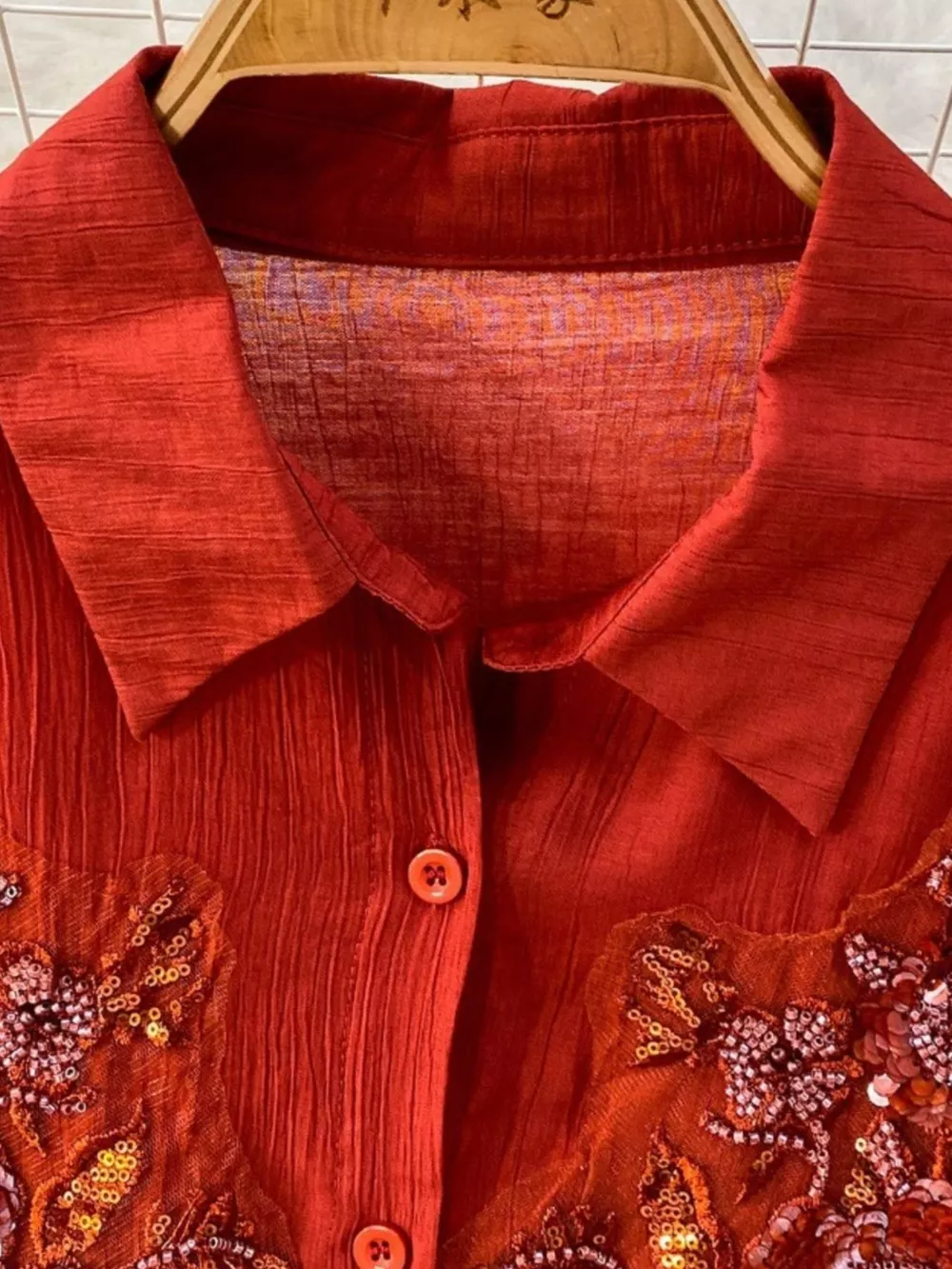 Sequin Flower Button Up Shirt and Cami Dress Set, image 5