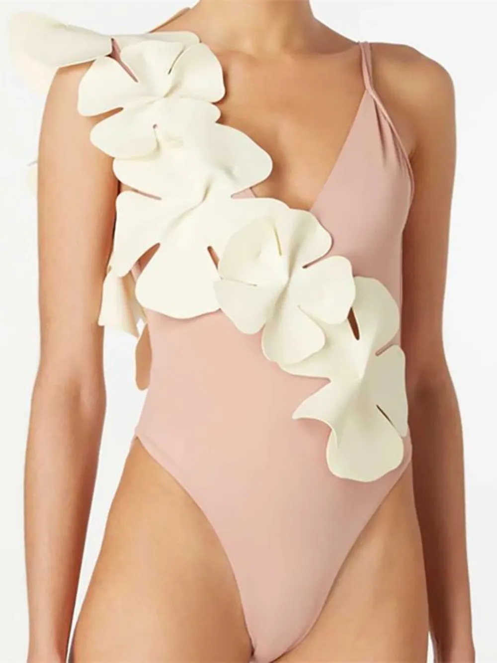Contrast Flower Spaghetti Strap One-Piece Swimwear, image 4