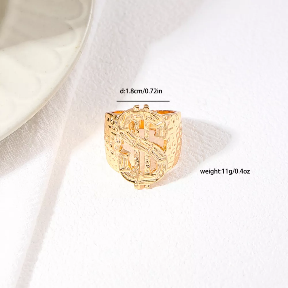 18K Gold-Plated Dollar Sign Ring, image 6