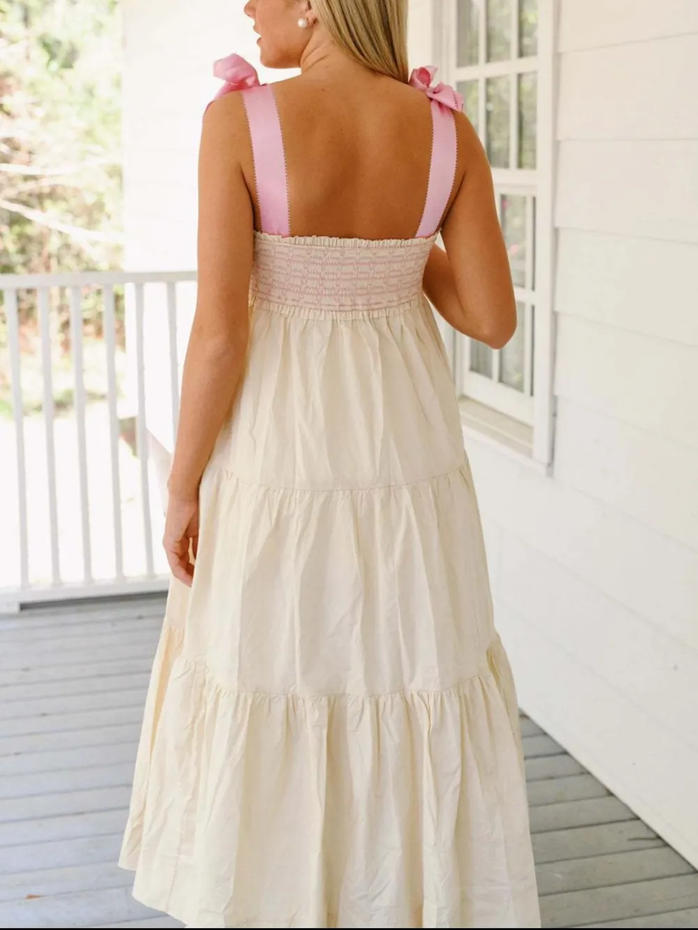 Tiered Tie Shoulder Midi Cami Dress, image 2
