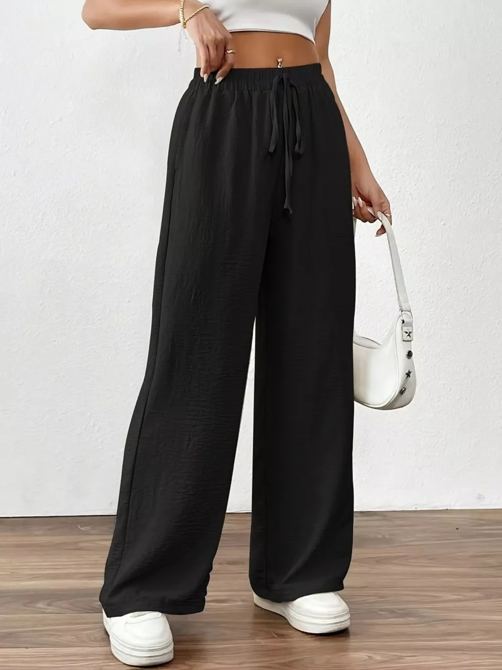 Casual Drawstring Wide Leg Pants, image 2