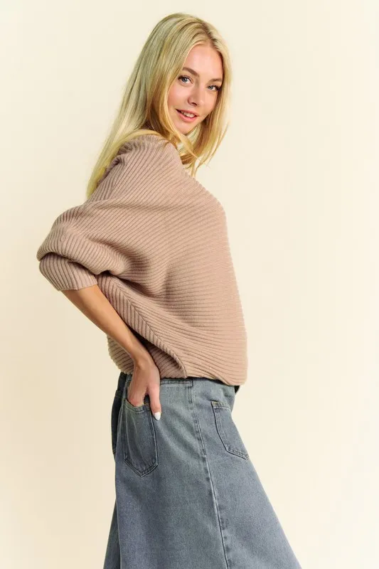 Round Neck Batwing Sleeve Sweater, image 2