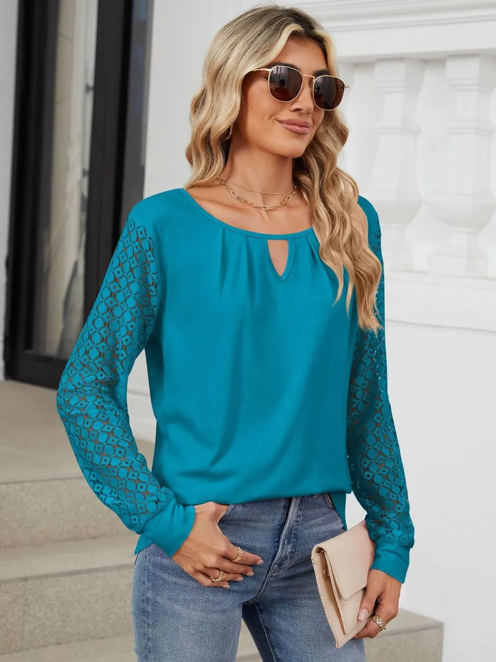 Cutout Round Neck Long Sleeve T-Shirt, image 12