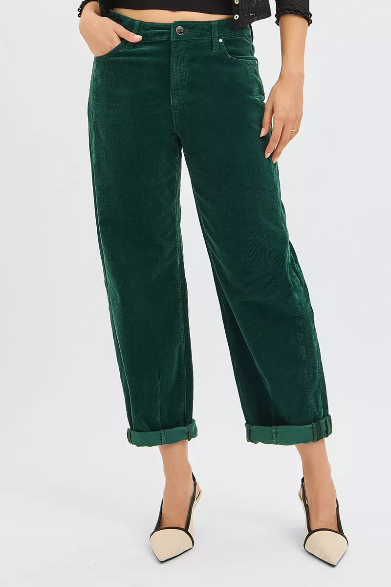 High Rise Crop Barrel Cordurory Pants, image 2
