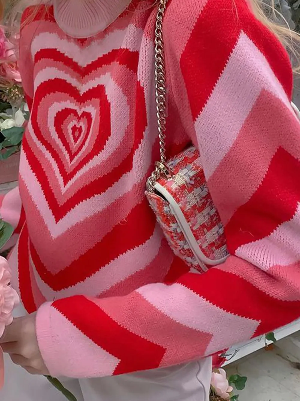 Heart Mock Neck Long Sleeve Sweater, image 9