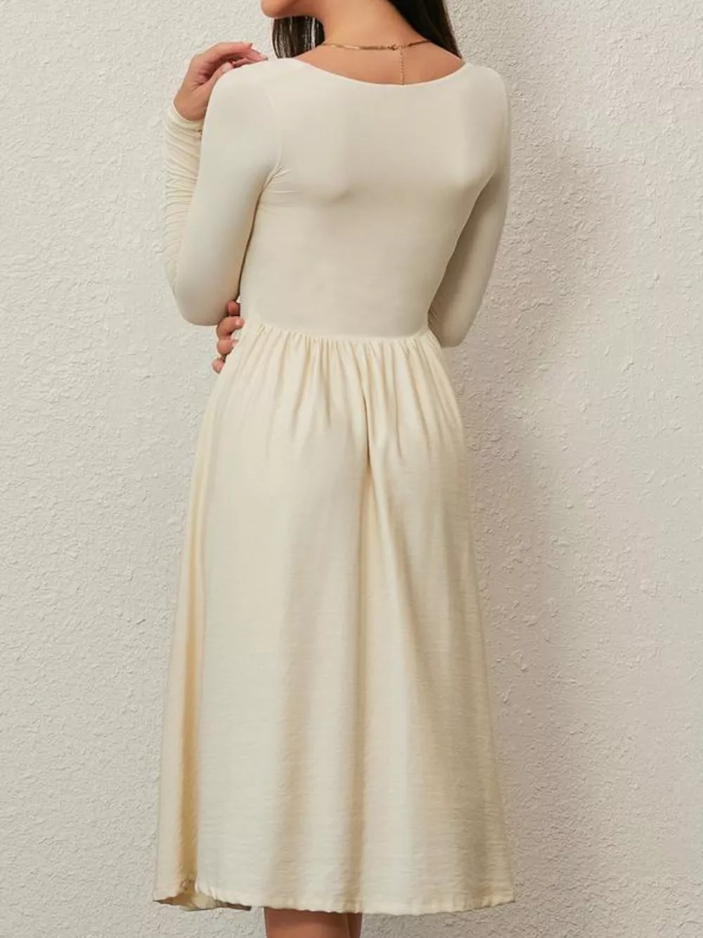 Square Neck Long Sleeve Midi Dress, image 2