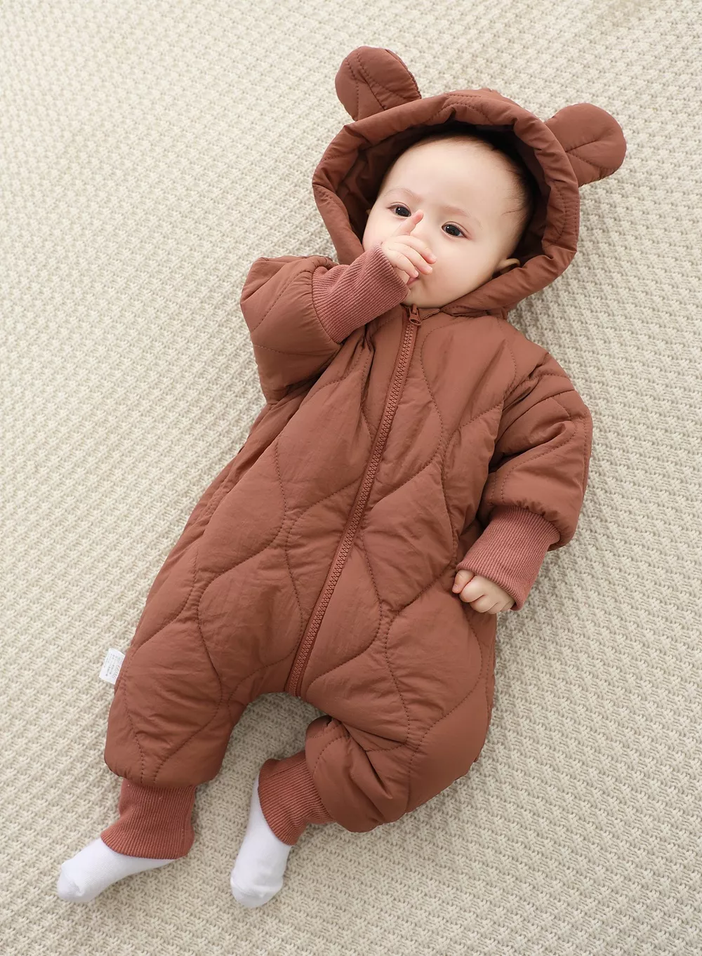 Children's Zip Front Hooded Padded One-Piece, image 8