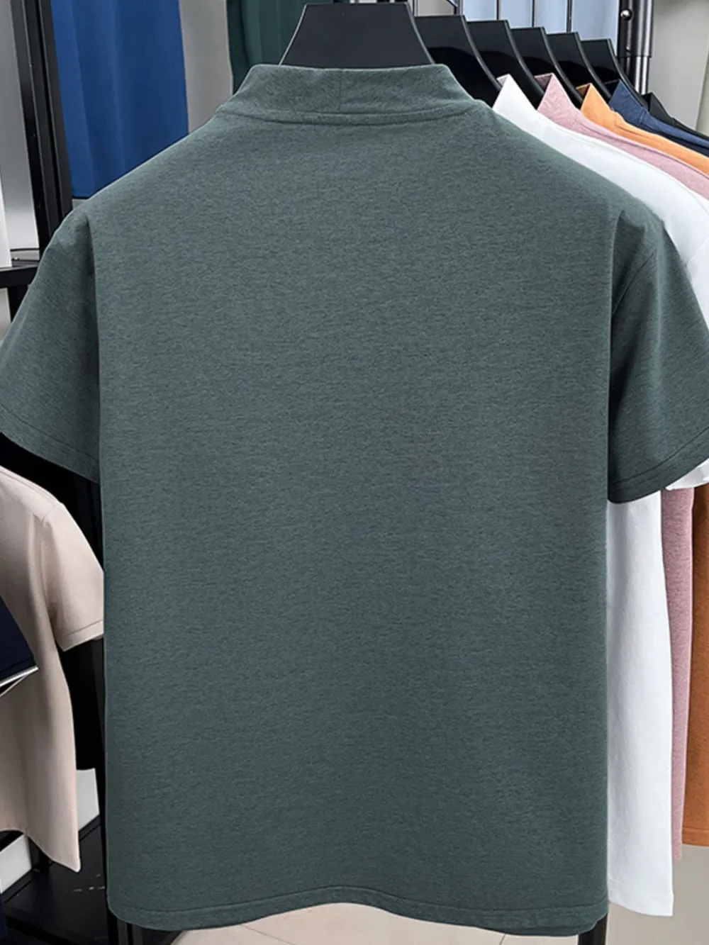 Men's Plus Size Quarter Zip Short Sleeve Top, image 3