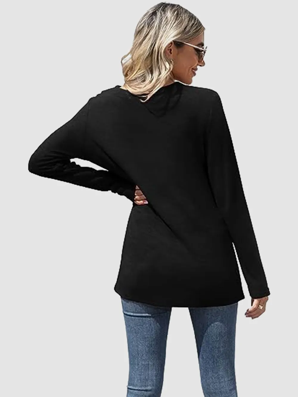 Lace Detail V-Neck Long Sleeve T-Shirt, image 16
