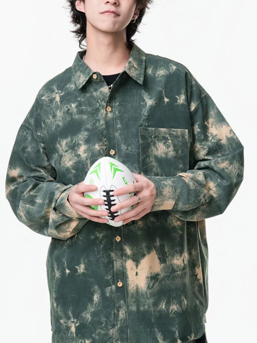 Men's Plus Size Tie-Dye Button-Up Shirt, image 8