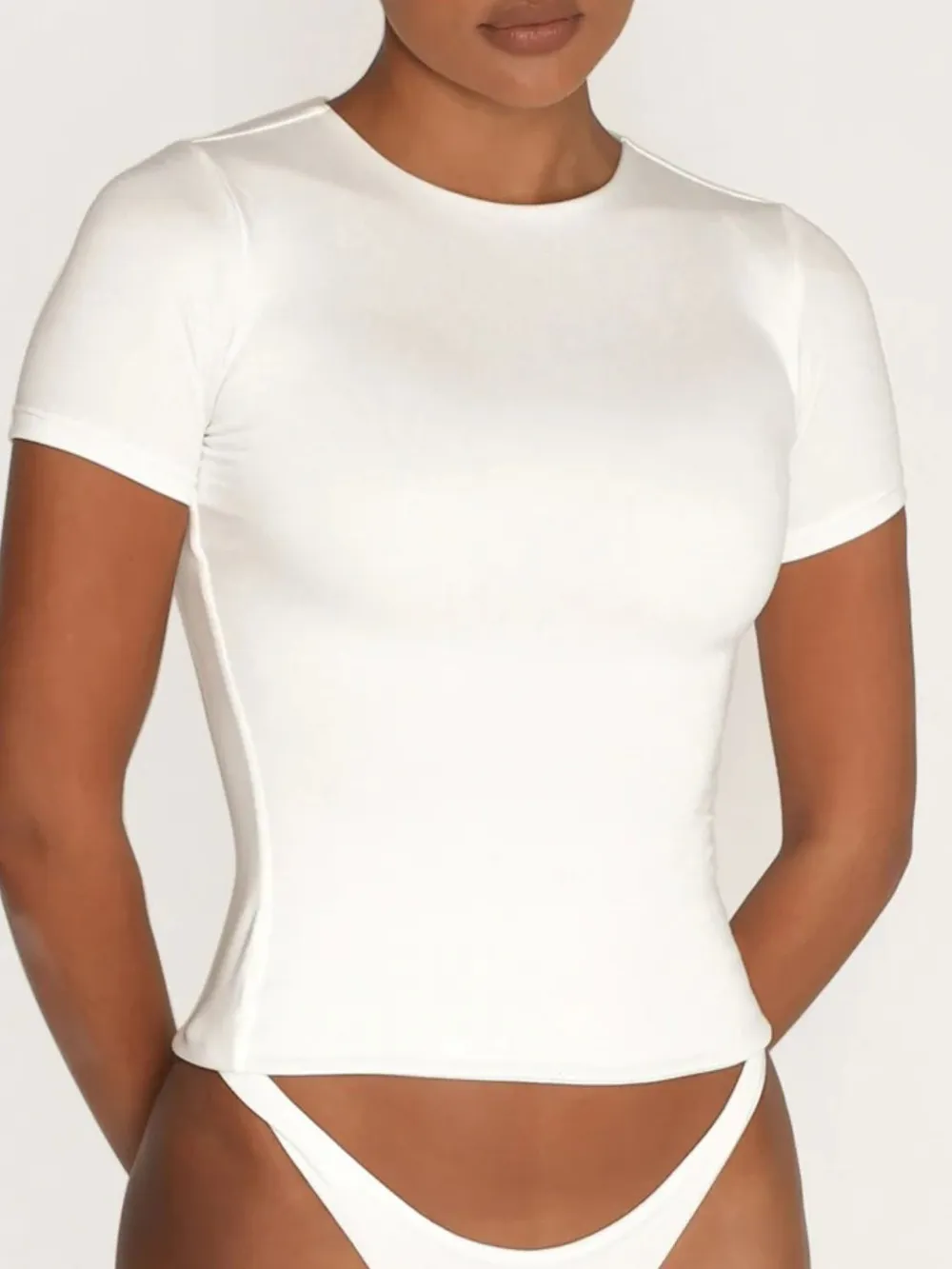 Round Neck Short Sleeve Swim Top, image 5