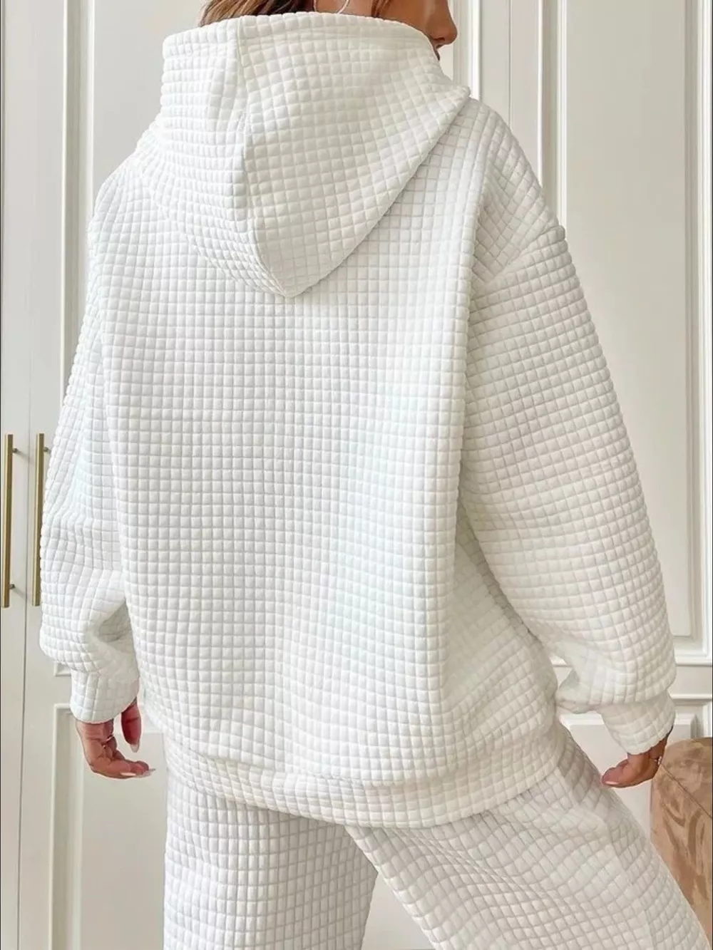 Full Size Textured Kangaroo Pocket Hoodie Plus Size, image 4