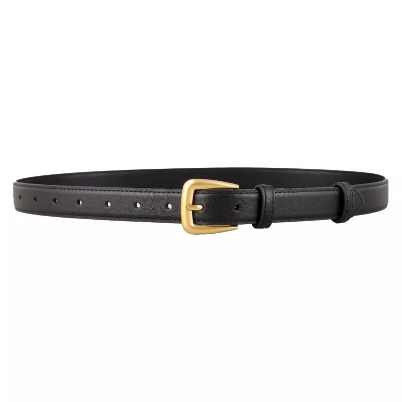 Skinny Leather Belt with Golden Buckle, image 4
