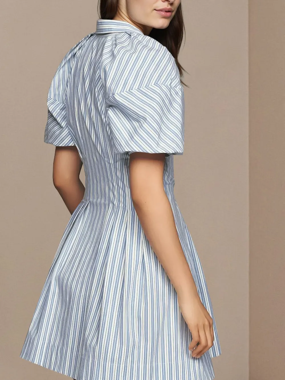 Striped Button Front Shirt Dress, image 3