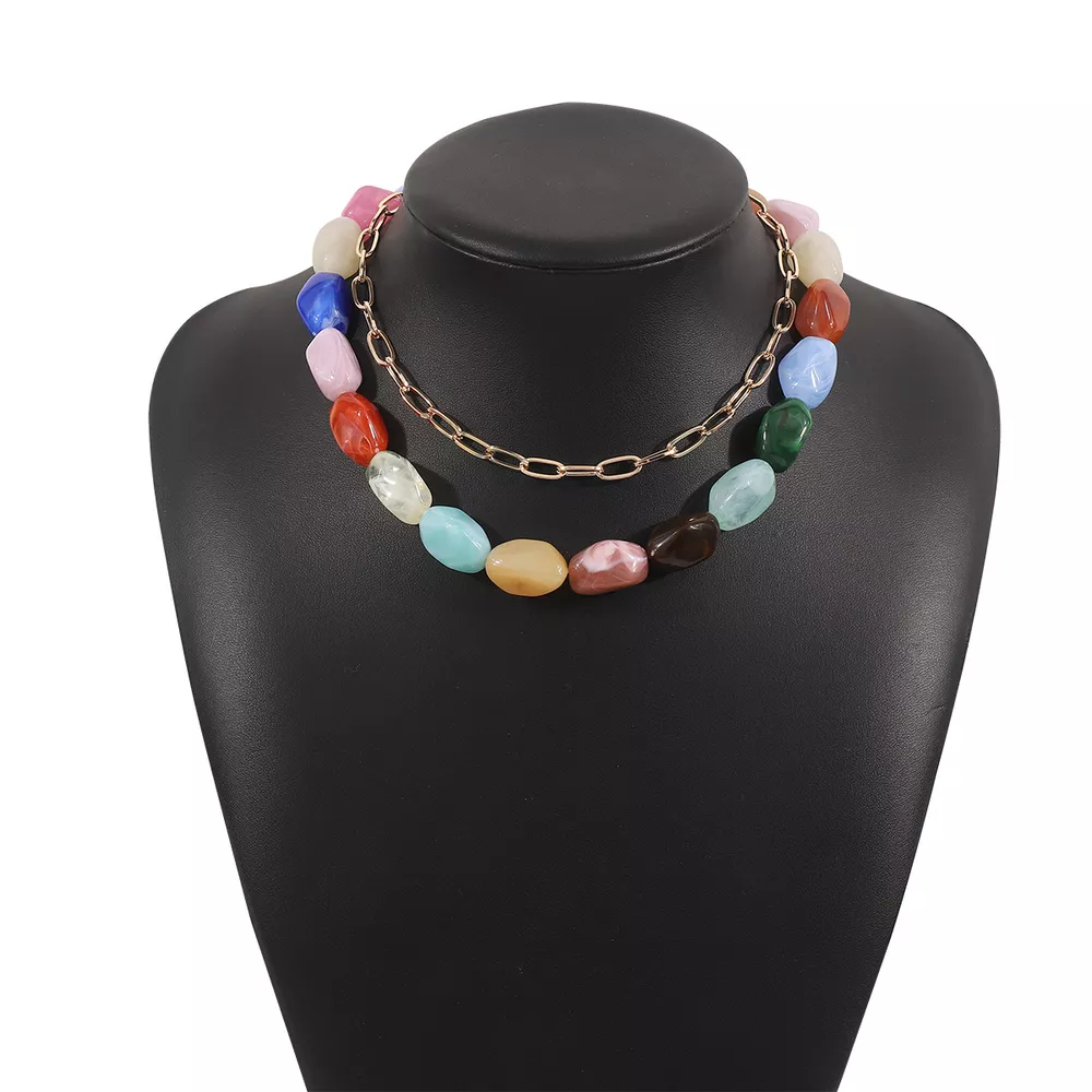 2 Piece Colorful Beaded Chain Necklace, image 10