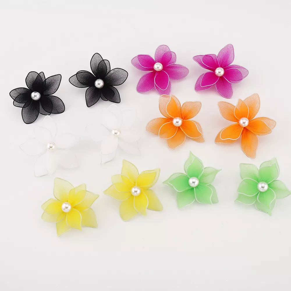 Flower Pearl Stud Earrings, image 6