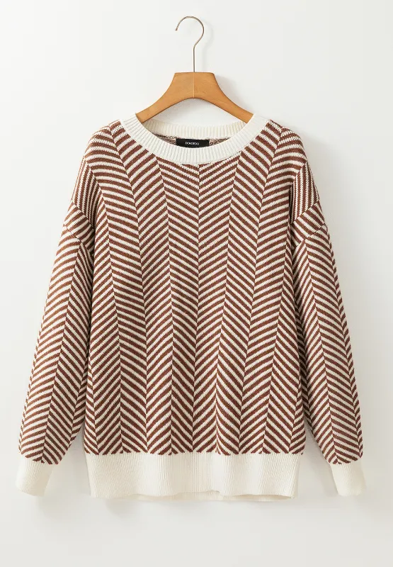Striped Round Neck Long Sleeve Sweater, image 10