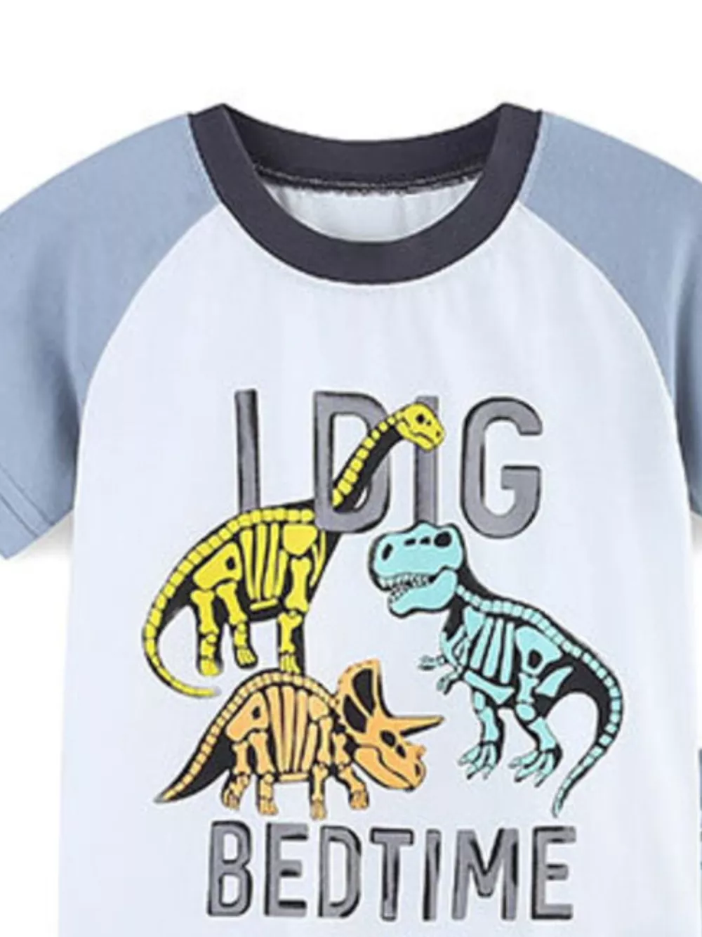 Children's Dinosaur Print Top and Striped Shorts Set, image 2