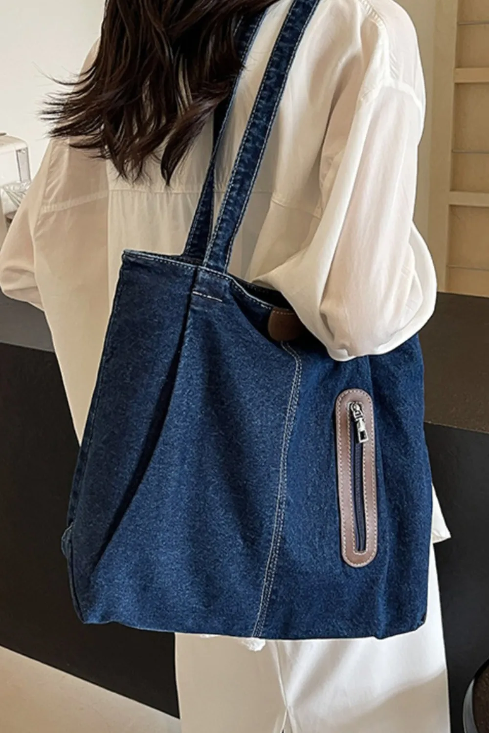 Medium Denim Tote Bag, image 5