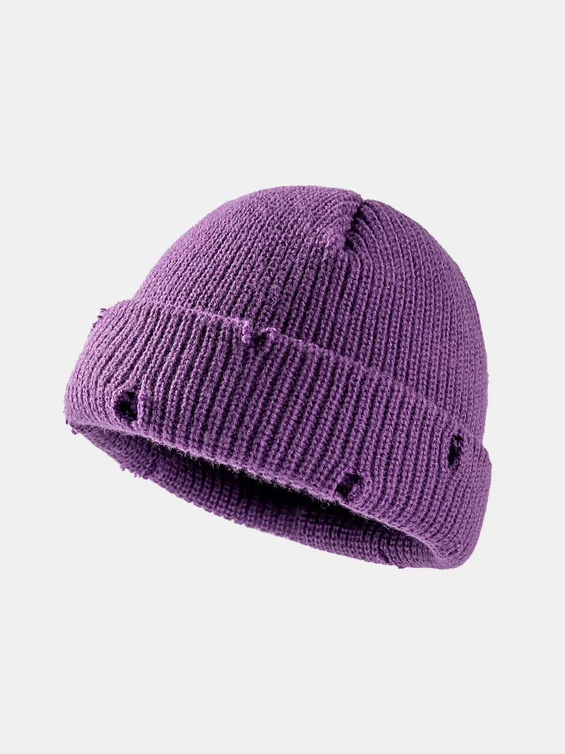 Distressed Cuffed Knit Hat, image 4