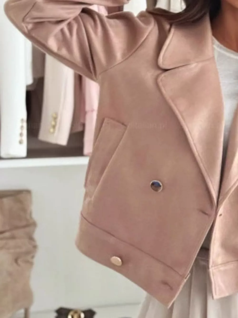 Chic Double-Breasted Cropped Jacket, image 5