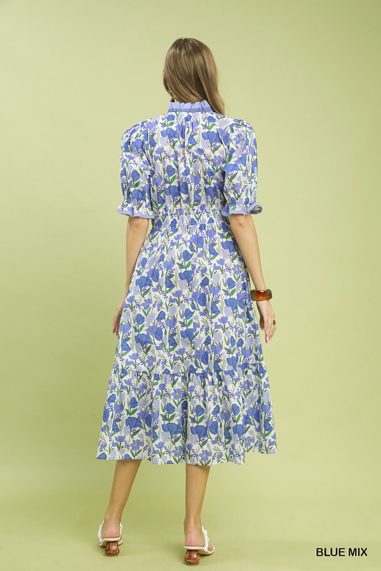 Floral Ruffle Trim Tiered Midi Dress, image 3