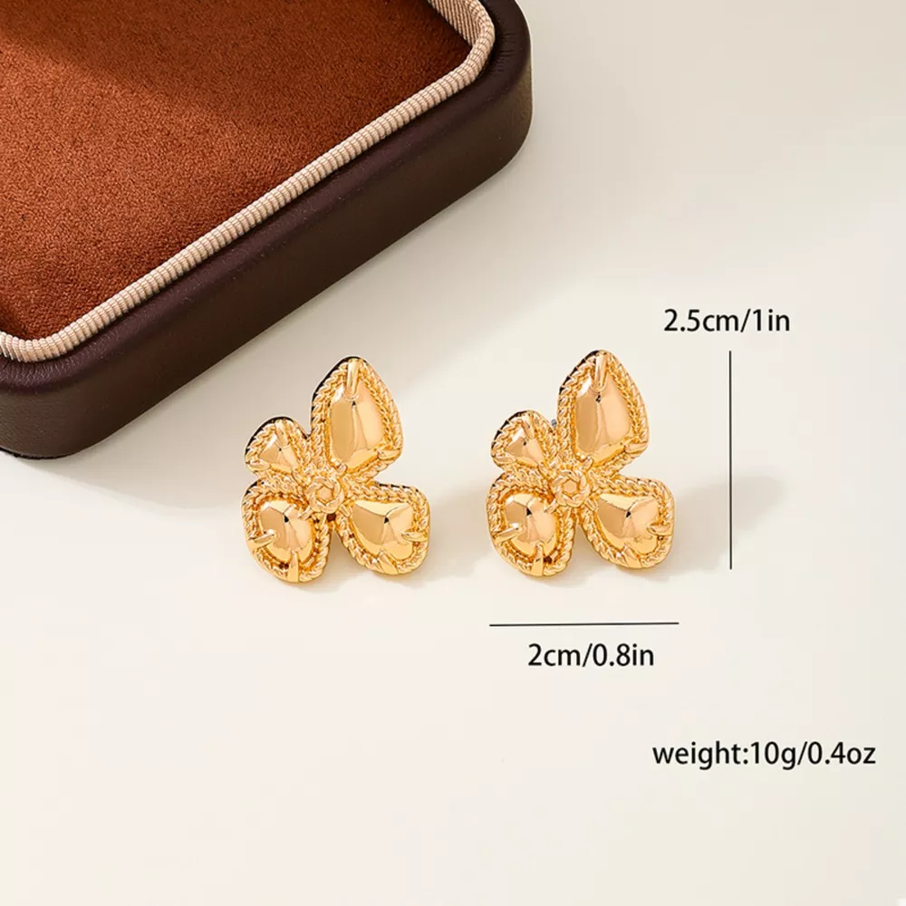 18K Gold-Plated Alloy Flower Stud Earrings, image 5