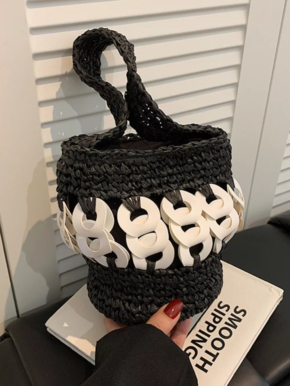 Woven Bucket Handbag, image 3