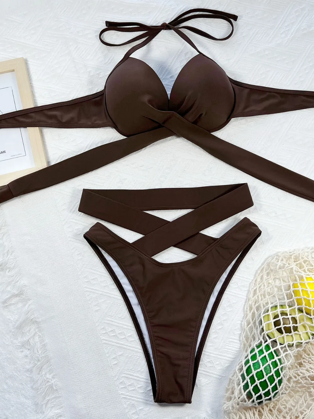 Crisscross Halter Neck Bikini Set, image 2