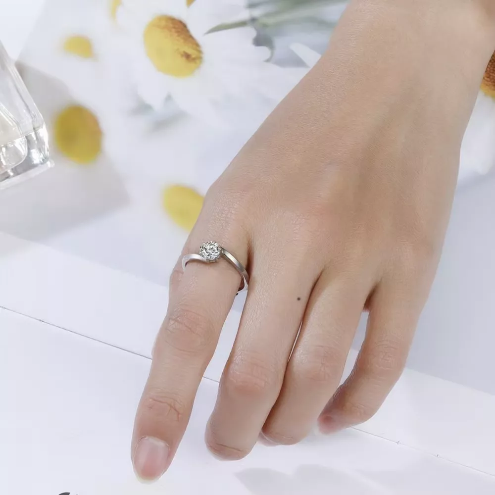 1 Carat Moissanite 925 Sterling Silver Ring, image 3