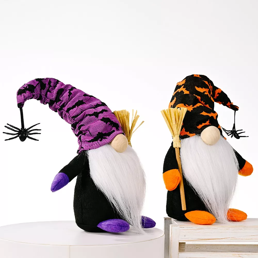 Halloween Decorative Gnomes with Witch Hats and Broomsticks, image 7
