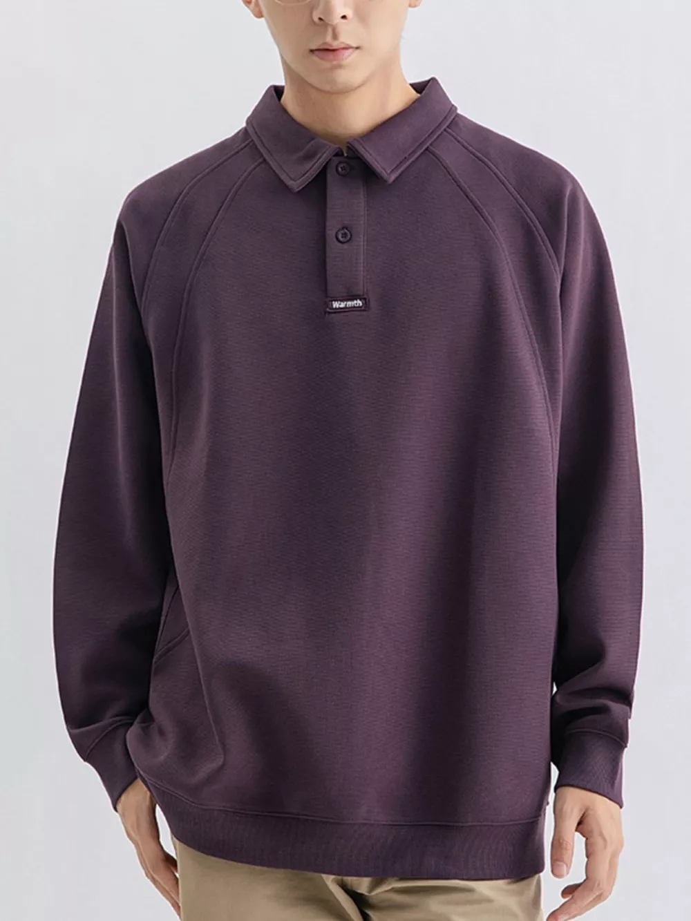 Men's Plus Size Casual Long Sleeve Polo, image 2