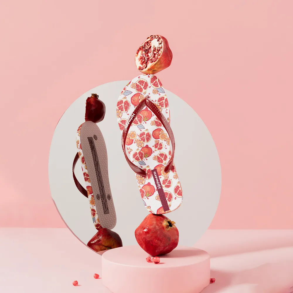 Fruit Print Summer Toe Post Slippers