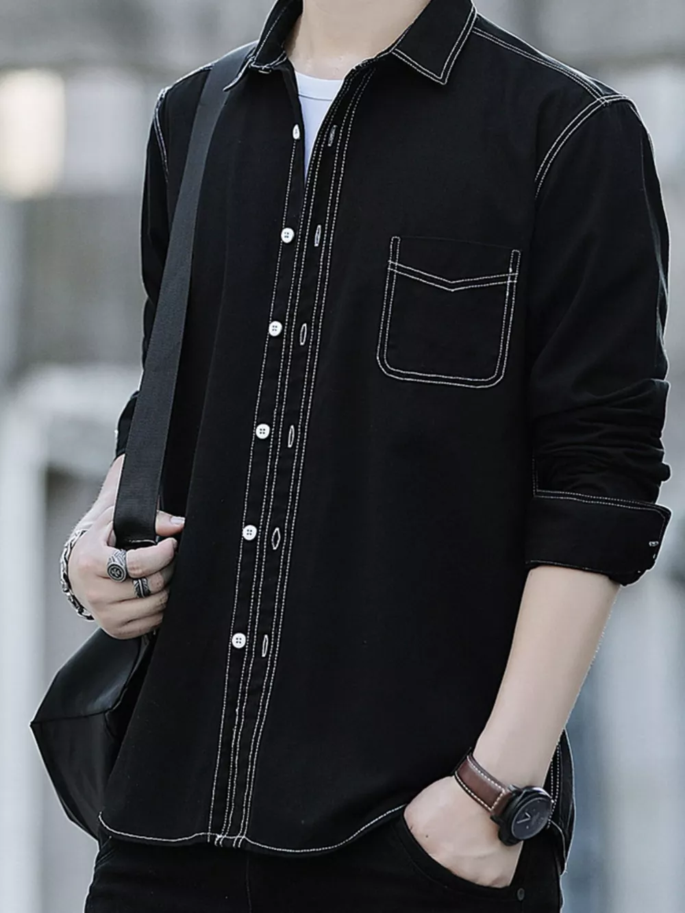 Men's Full Size Button Up Long Sleeve Shirt Plus Size