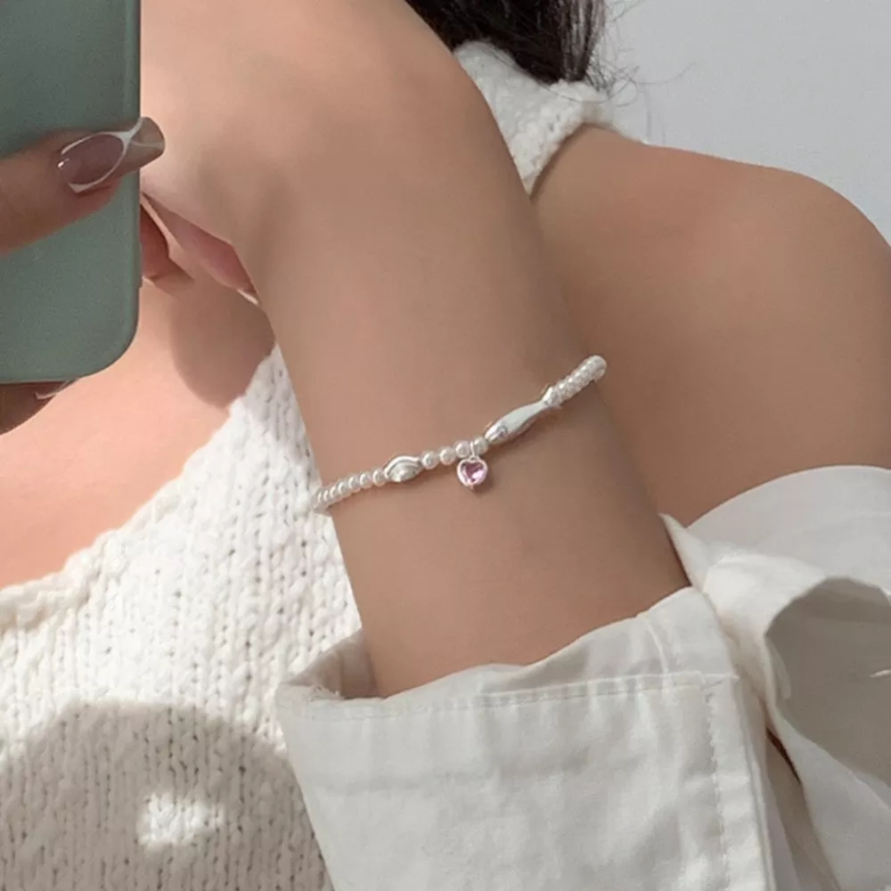 Pearl Fish Bracelet with Heart Charm, image 2
