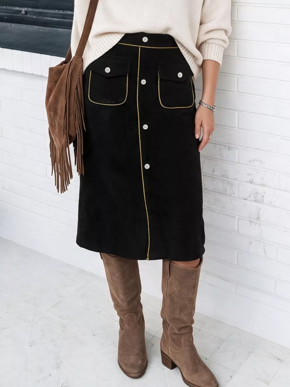 Corduroy Midi Skirt, image 4