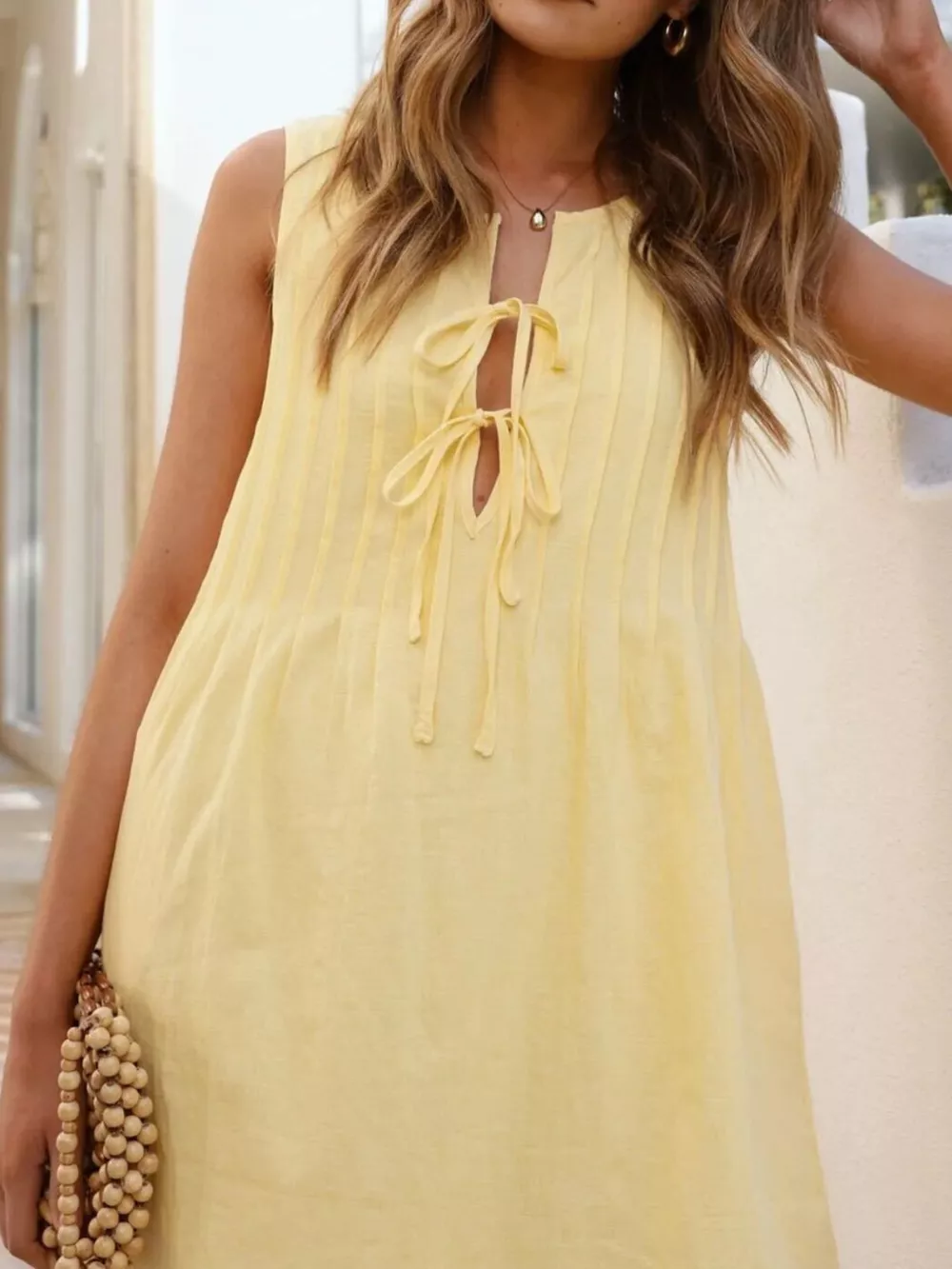 Sleeveless Tie-Front Mini Dress, image 3