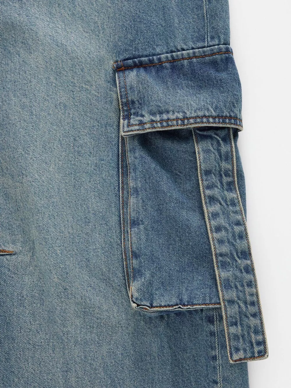 Vintage Wash Wide Leg Cargo Jeans, image 2