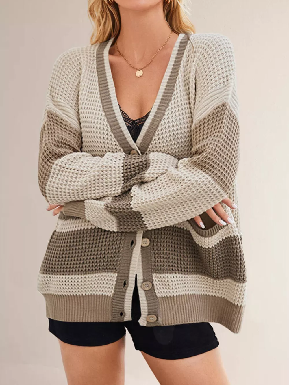 Color Block V-Neck Cardigan, image 4