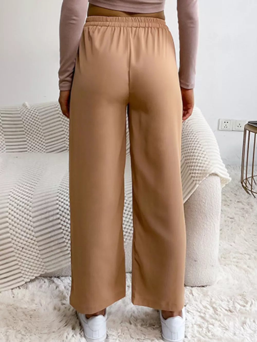 Wide Leg Drawstring Casual Pants, image 3