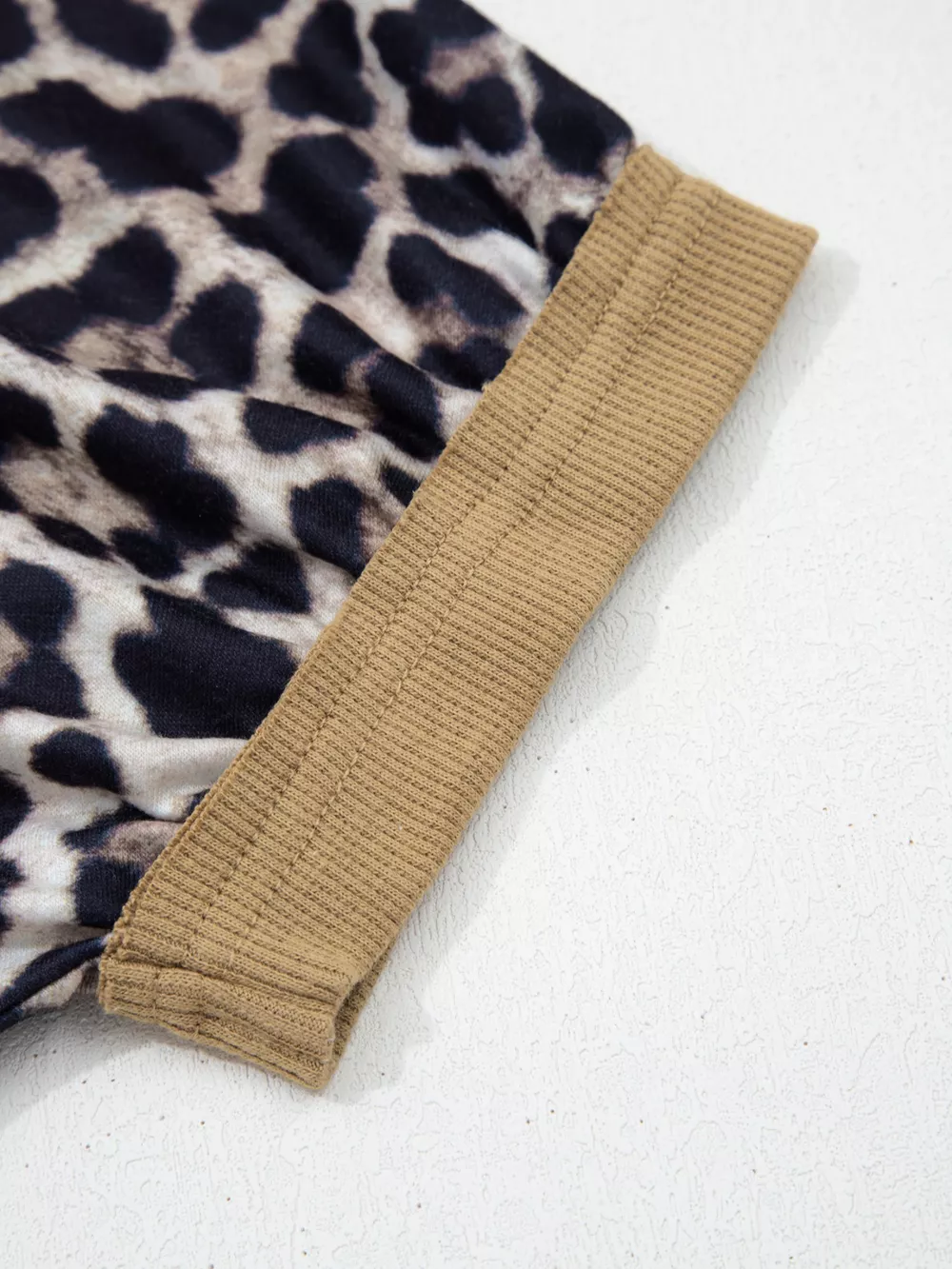 Leopard Print Color Block Round Neck Top, image 7